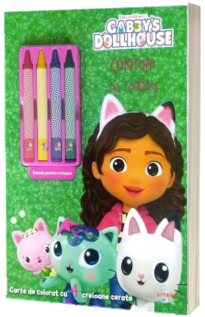 Gabbys Dollhouse. Coloram cu Gabby. Carte de colorat cu 4 creioane cerate