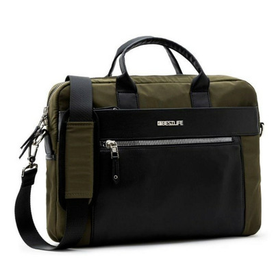 Geanta Alya, 29x39x6cm, compartiment laptop si tableta 14.1 inch, maro/negru