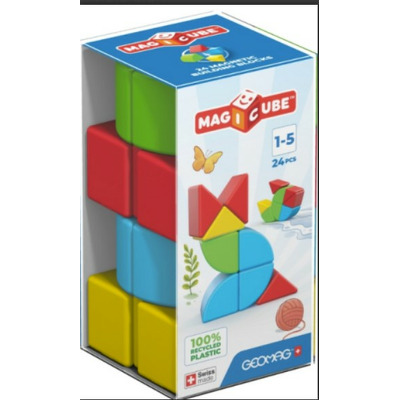 Geomag Magicube Blocks Recycled Crystal, jucarie de constructie magnetica cu 24 de piese