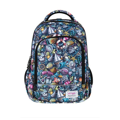 Ghiozdan multicolor cu trei compartimente, schoolbag misty+ 20021ST Strigo