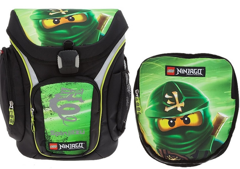 Ghiozdan scoala Explorer cu sac sport, Lego Core Line - design verde NinjaGo Lloyd