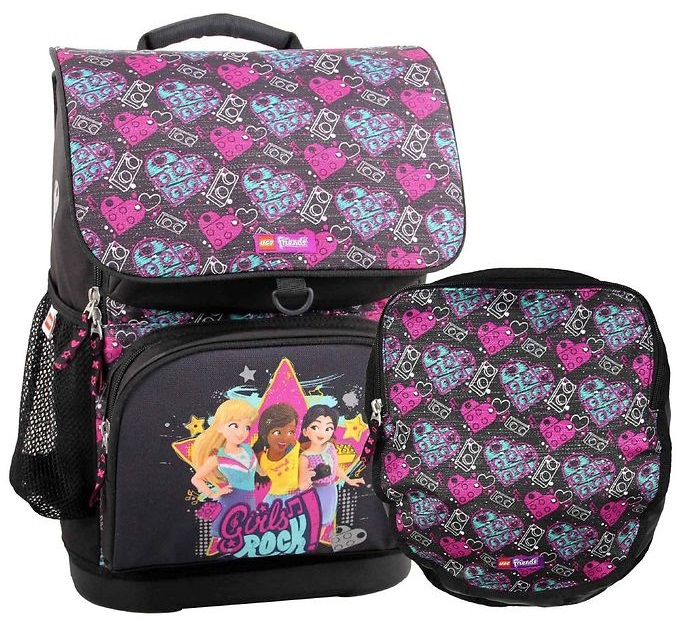 Ghiozdan scoala Optimo cu sac sport, Lego Core Line - design Friends Girls Rock