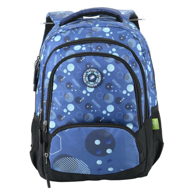 Ghiozdan scolar ECADA 614510, 41 cm, albastru cu model abstract