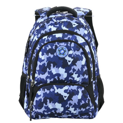 Ghiozdan scolar model camuflaj albastru, 46 cm