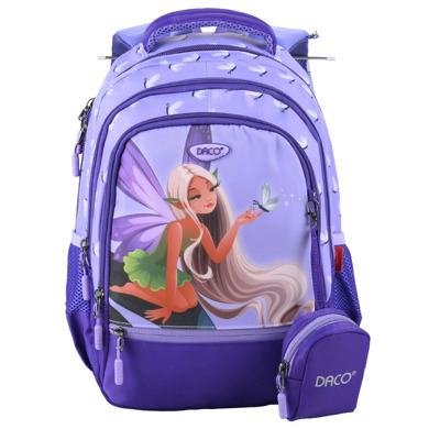 Ghiozdan scolar mov cu 4 compartimente, 38 cm