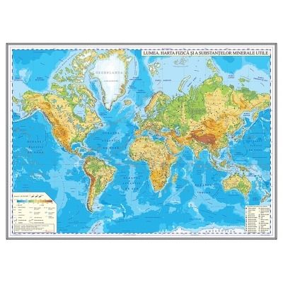 Harta fizica a lumii 2000x1400 mm, fara sipci