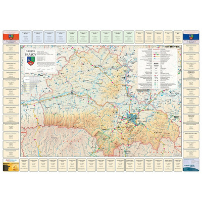 Harta judetului Brasov cu primarii. Dimensiune 122x88cm