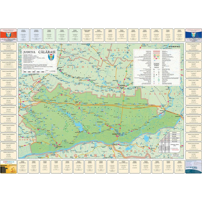 Harta judetului Calarasi cu primarii. Dimensiune 122x88cm