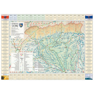 Harta judetului Gorj cu primarii. Dimensiune 122x88cm