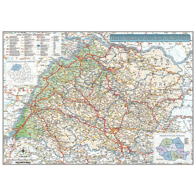 Harta Regiunii Nord-Vest din Romania. Dimensiune 200x140cm