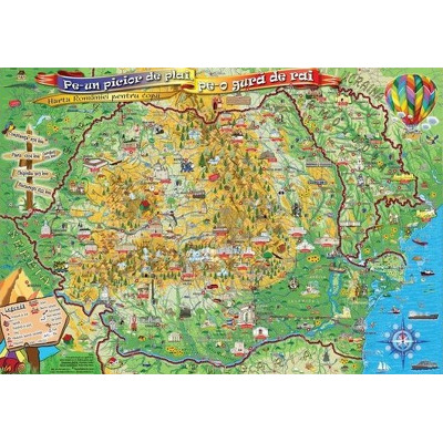 Harta Romaniei pentru copii. Dimensiune 3500x2400. Pe-un picior de plai, pe-o gura de rai