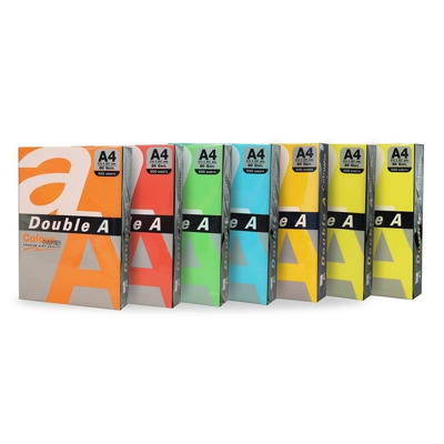 Hartie color pentru copiator A4, 75g/mp, 100coli/top, Double A - 5 culori neon asortate