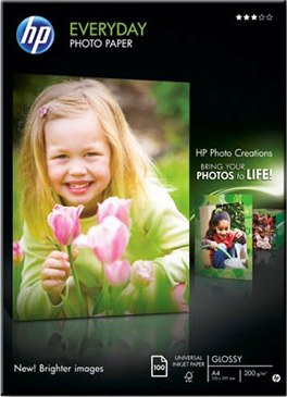 Hartie foto ink jet lucioasa, A4, 200g/mp, 100 coli/set, HP Everyday Glossy