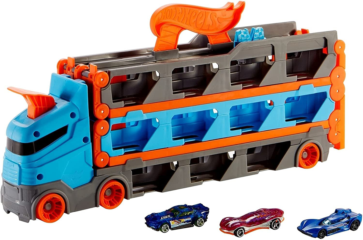 Hot Wheels 2 in 1 Mega Transportator Masini cu Pista