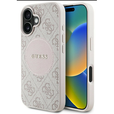 Husa Guess 4G Circle Classic Logo MagSafe pentru iPhone 16, roz