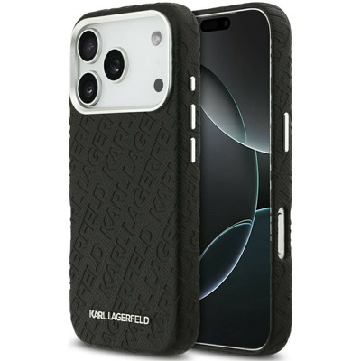 Husa Karl Lagerfeld pentru iPhone 17 Pro, Hardcase FW Stamped Karl MagSafe, neagra