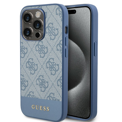 Husa pentru iPhone 15 Pro Guess Hardcase 4G Stripe Collection GUHCP15LG4GLBL, albastra