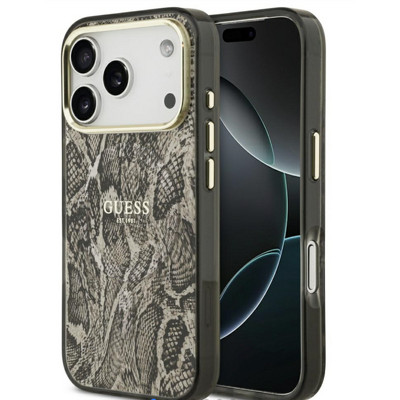 Husa pentru iPhone 17 Pro, Guess Python Pattern MagSafe - maro