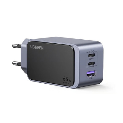Incarcator de perete Ugreen Nexode Air S X553 - GaN, 2x Type-C, USB, 65W, incarcare rapida, QC 4.0+, PD 3.0, Gri