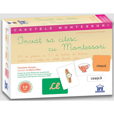 Invat sa citesc cu Montessori: 84 de Jetoane si 51 de tichete de lectura pentru a invata sa citesti foarte usor