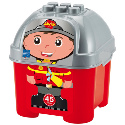 Joc de construit in cutie Pompieri Firemen Barrel cu 3 masinute