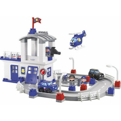 Joc de Construit Statia de Politie cu Drum Auto Abrick