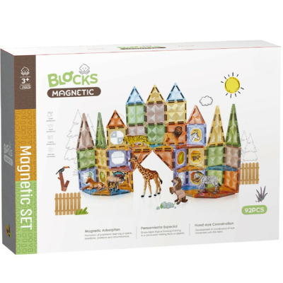 Joc magnetic Diamond La Zoo - 92 piese (7.5 cm)