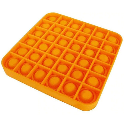 Jucarie antistres din silicon, Pop it now, forma patrat Portocaliu, 12.7 cm