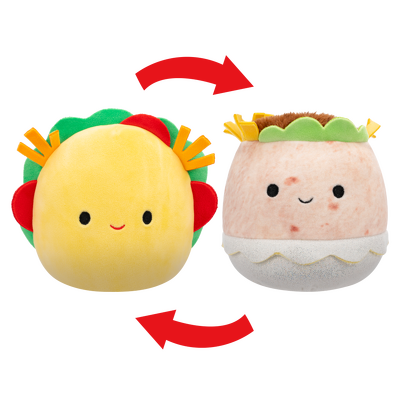 Jucarie de plus reversibila - Tex the Taco/ Bernardo the Burrito, 12 cm
