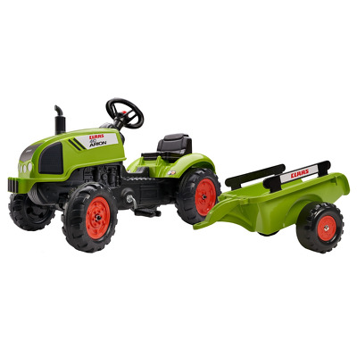 Jucarie tractor pentru copii cu pedale si remorca