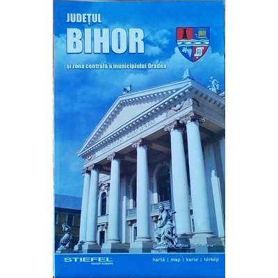 Judetul Bihor, zona centrala Oradea, harta pliabila. Dimensiune 50x70cm