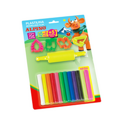 Kit plastilina Alpino, 10 x17gr. cu ustensile pentru modelat