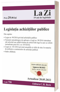 Legislatia achizitiilor publice. Cod 758. Actualizat la 20.05.2022