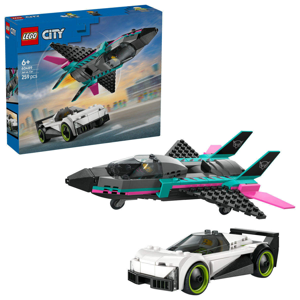 LEGO City. Avion cu reactie vs masina