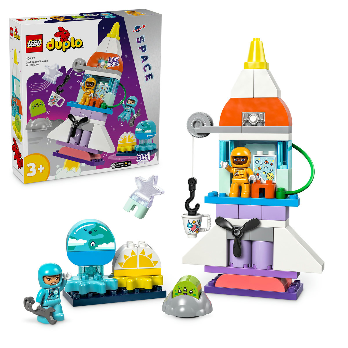 LEGO DUPLO. Aventura cu naveta spatiala 3 in1 cu 58 de piese