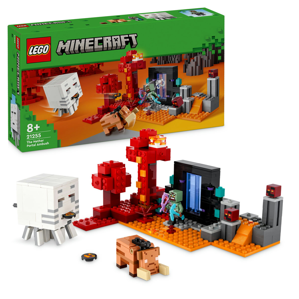 LEGO Minecraft. Ambuscada in portalul Nether cu 312 piese pentru joaca si explorare