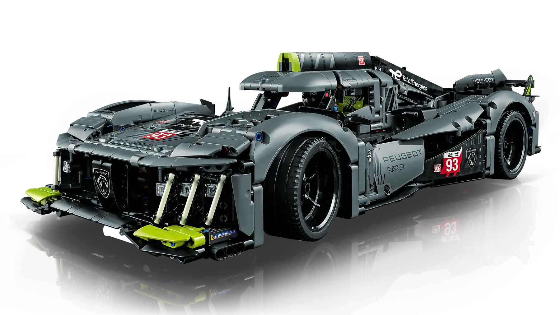LEGO. Peugeot 9X8 24H Le Mans Hybrid Hypercar cu 2188 piese pentru constructie si expunere