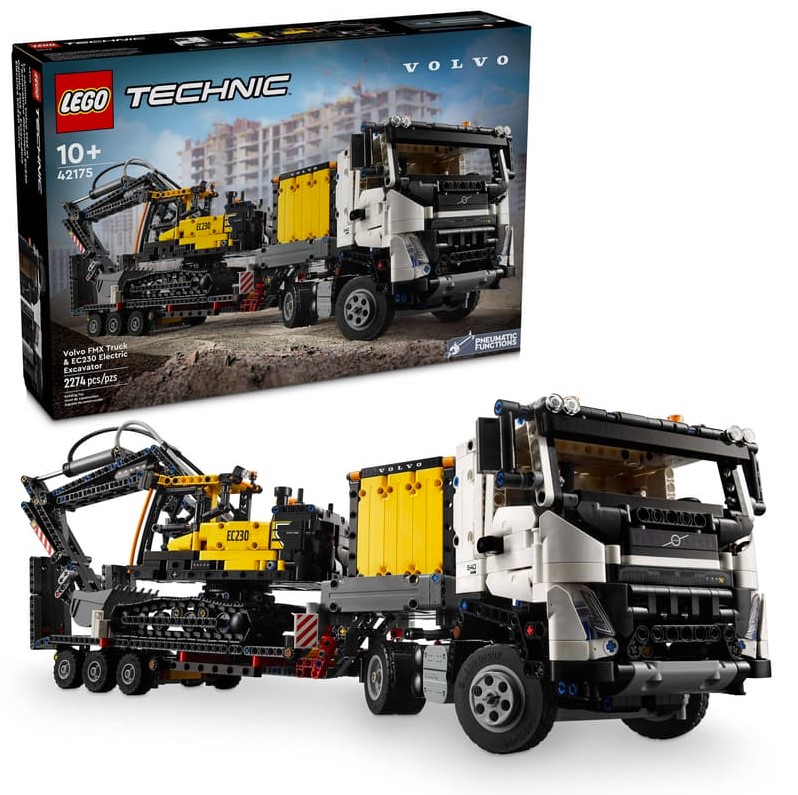 LEGO Technic. Camionul FMX si excavatorul electric EC230 de la Volvo