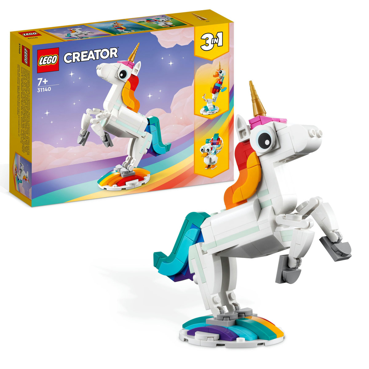LEGO. Unicorn magic cu 145 piese pentru constructie si joaca creativa