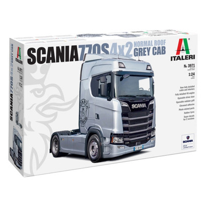 Macheta automodel de construit Camion si remorca Scania S770 Norm. Roof Grey Cab