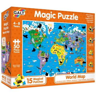 Magic puzzle Galt, harta lumii cu animale