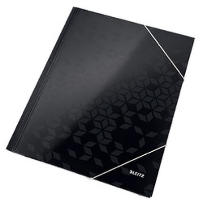 Mapa cu elastic Leitz WOW, carton laminat, A4, 250 coli, negru