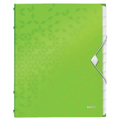 Mapa cu separatoare Leitz WOW, PP, A4, 12 separatoare, 200 coli, verde