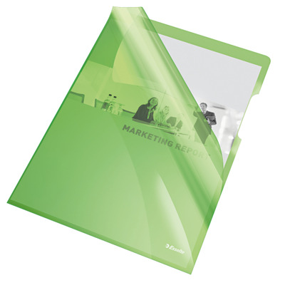 Mapa "L" pentru documente A4, 150 microni, 25/set, Esselte - verde transparent