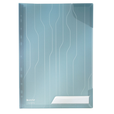 Mapa Leitz Combi File, cu eticheta, rigida, 3 buc/set - transparent albastru