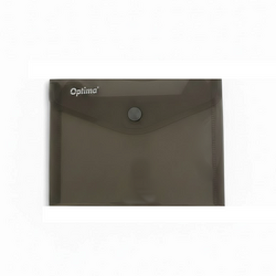 Mapa PP protectie documente A6 landscape, inchidere cu capsa, 10/set, Optima - fumuriu