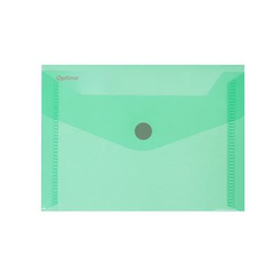 Mapa PP protectie documente A7 landscape, inchidere cu capsa, 10/set, Optima - verde transparent