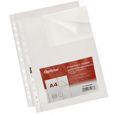 Mapa protectie L pentru documente A4, PP - 180 microni, 50 buc/set, Optima - cristal