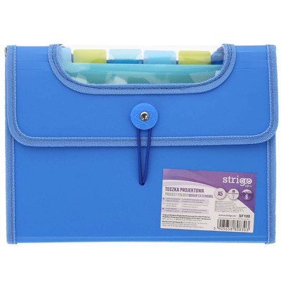 Mapa Strigo Plastic Extensibil A5, 6 Compartimente, albastru