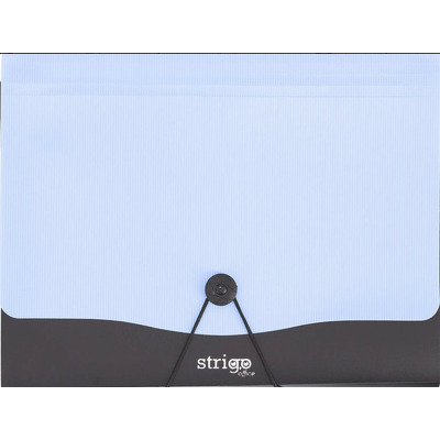 Mapa Strigo PP, A4, 13 compartimente, inchidere cu elastic, clips metalic, albastru SF049